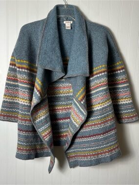 Sundance Lambswool Fair Isle Waterfall Cardigan Blue Women’s Small